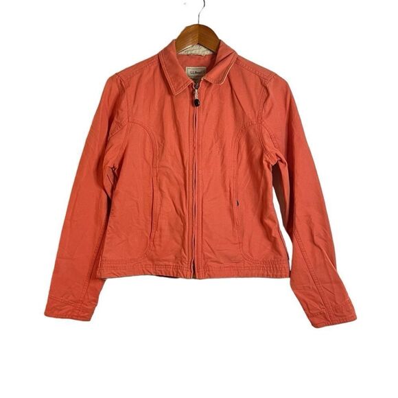 L.L. Bean salmon canvas barn zip up coat. Size small - Picture 1 of 8